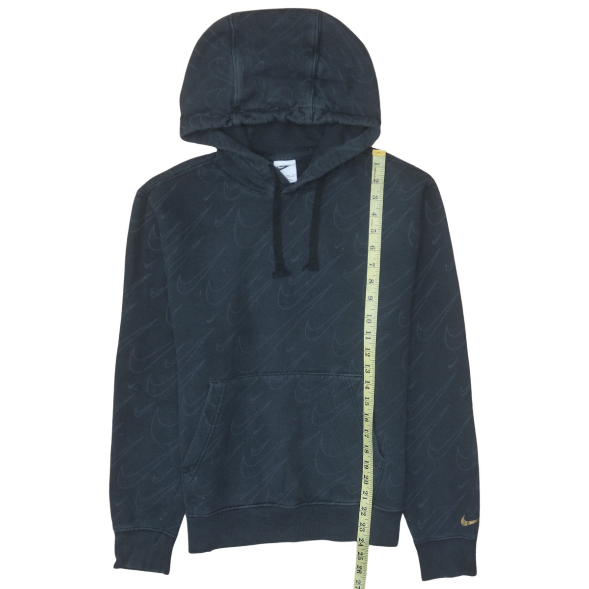 Nike Womens Black XS Pullover Hoodie Logo Patterned Cotton Blend