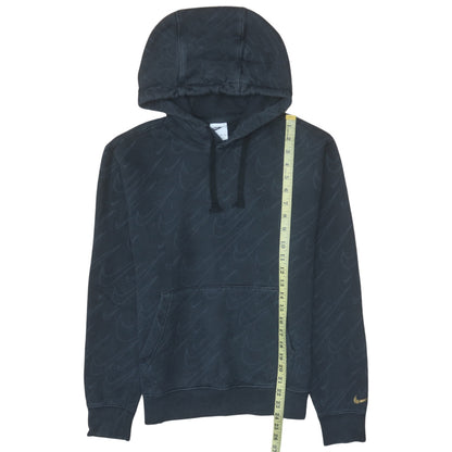 Nike Womens Black XS Pullover Hoodie Logo Patterned Cotton Blend