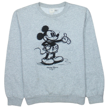 H&M L.O.G.G. Womens Grey Mickey Mouse Sweatshirt XS Cotton Blend