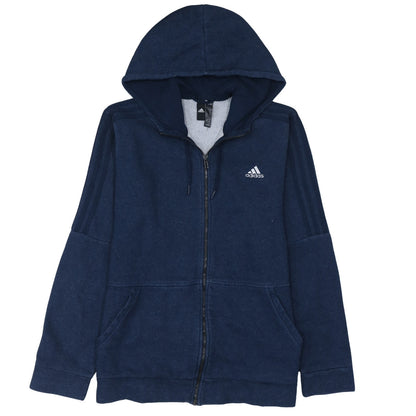 Adidas Men Blue Full Zip Hoodie Size L Fleece Sportswear