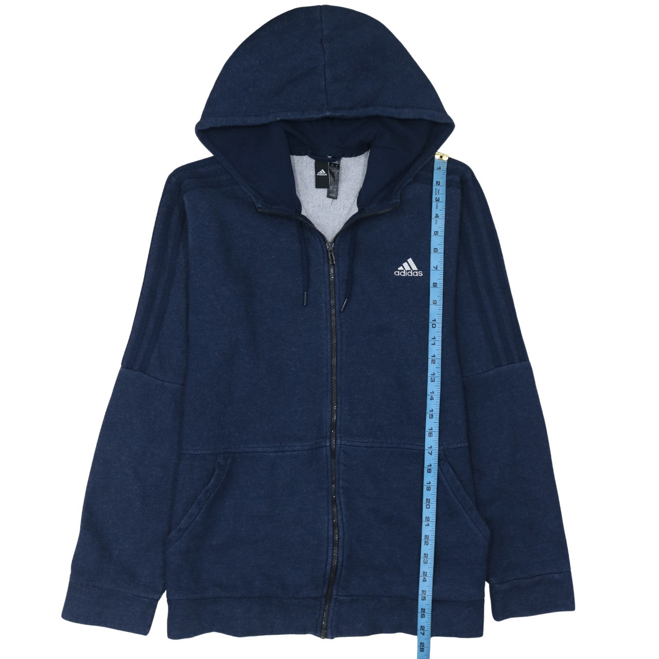 Adidas Men Blue Full Zip Hoodie Size L Fleece Sportswear