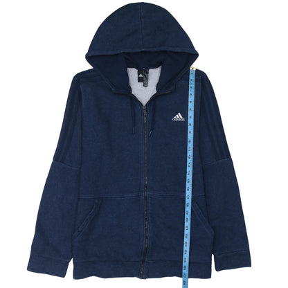 Adidas Men Blue Full Zip Hoodie Size L Fleece Sportswear