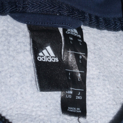 Adidas Men Blue Full Zip Hoodie Size L Fleece Sportswear