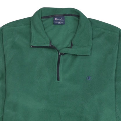 Champion Mens Green 2XL 1/4 Zip Fleece Sweatshirt Pullover