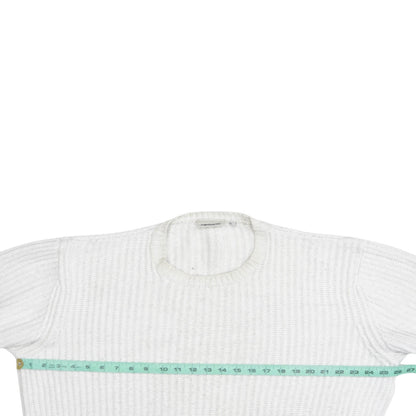 Carhartt Men White Chunky-Knit Wool Pullover Jumper M