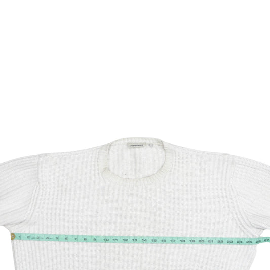 Carhartt Men White Chunky-Knit Wool Pullover Jumper M