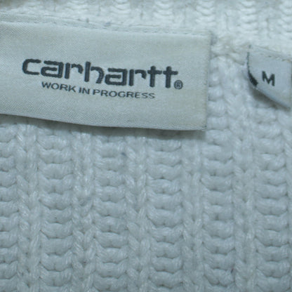 Carhartt Men White Chunky-Knit Wool Pullover Jumper M