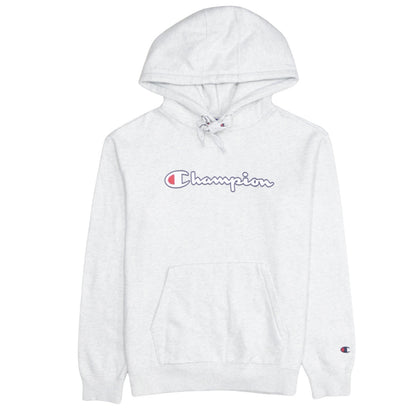 Champion Men's Grey Small Pullover Hoodie with Logo Print