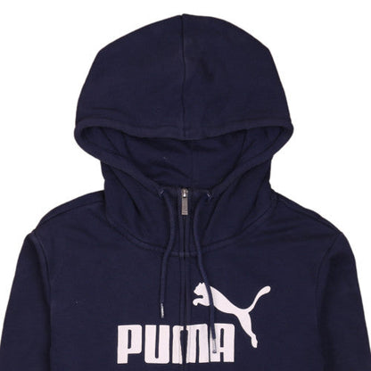Puma Womens Navy Blue Full Zip Hoodie Size 12 Hooded Sweatshirt
