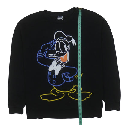 Disney Mickey & Friends George Black Donald Duck Sweatshirt L 16-18 Womens