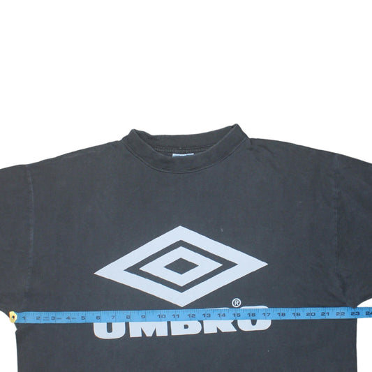 Umbro Men’s Black Graphic Logo Sports T-Shirt Size L Vintage