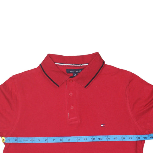 Tommy Hilfiger Men's Red Slim Fit Polo Shirt Size M Cotton