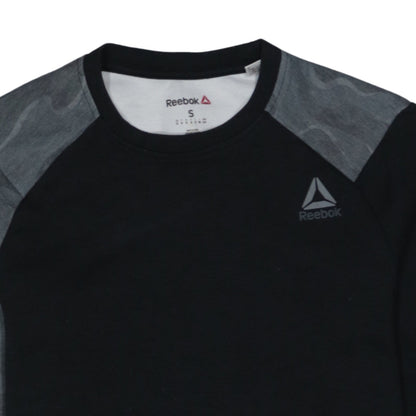 Reebok Men's Black Camouflage Sleeve Crew Neck Sweatshirt S