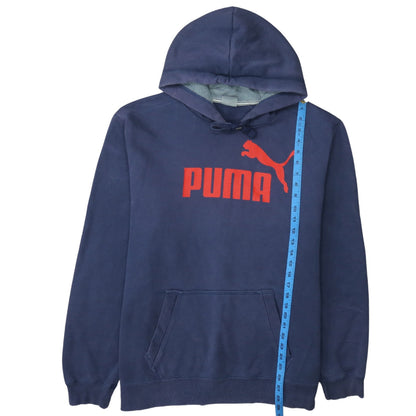 Puma Mens Navy Blue Logo Pullover Hoodie XXL Relaxed Fit