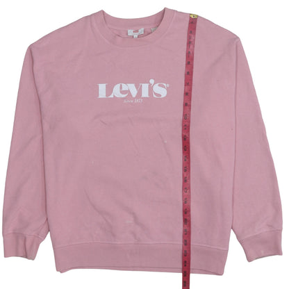 Levi's Womens Pink Crew Neck Logo Sweatshirt Size L