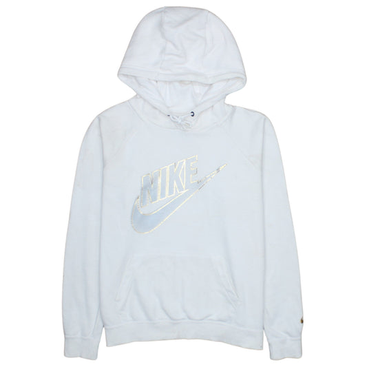 Nike Womens White Hoodie Medium Pullover Drawstring Sweatshirt