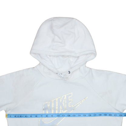 Nike Womens White Hoodie Medium Pullover Drawstring Sweatshirt