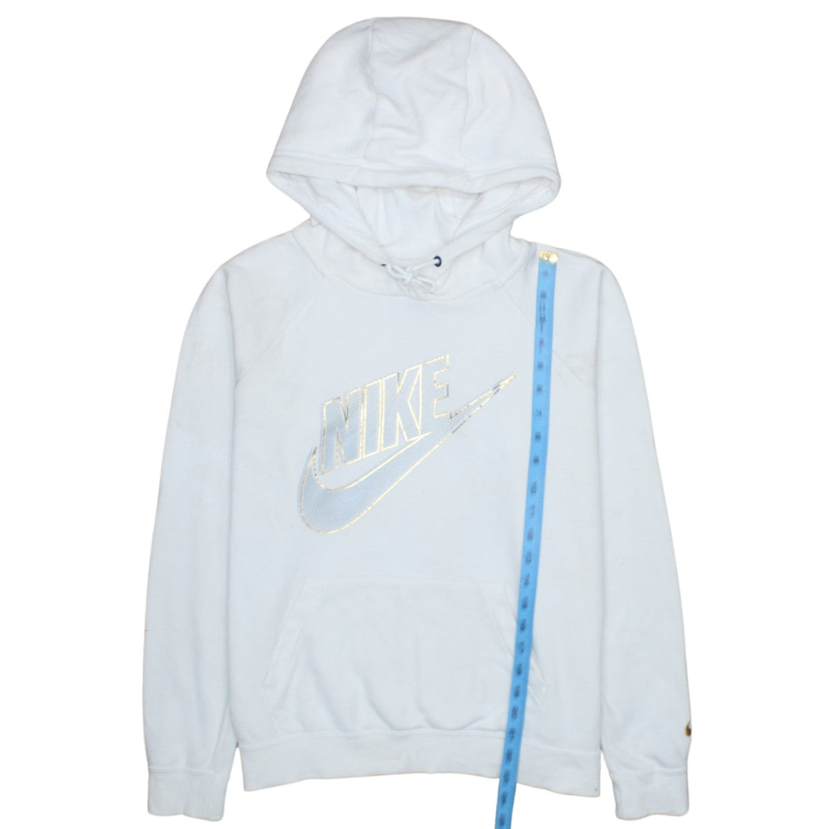 Nike Womens White Hoodie Medium Pullover Drawstring Sweatshirt
