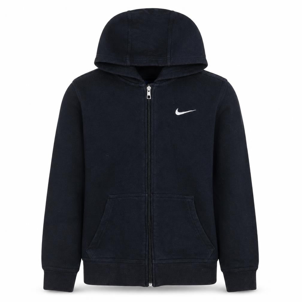 Front view of Nike boys’ black full zip hoodie 12-13 years hooded fleece sweatshirt