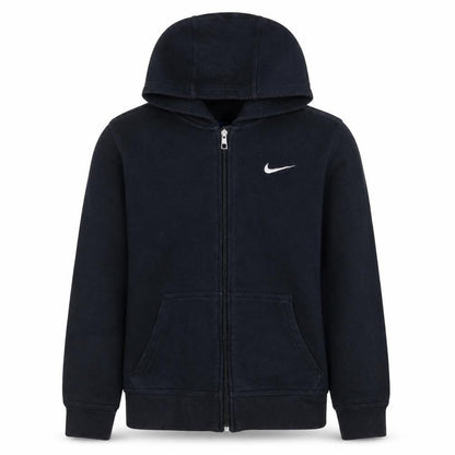 Front view of Nike boys’ black full zip hoodie 12-13 years hooded fleece sweatshirt