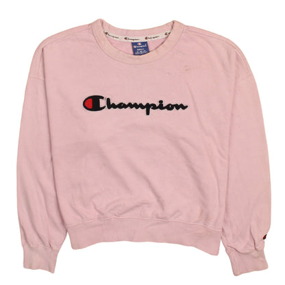 Champion Womens Pink Small Pullover Sweatshirt with Logo Embroidery