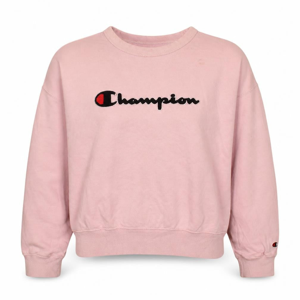 Champion Womens Pink Small Pullover Sweatshirt with Logo Embroidery