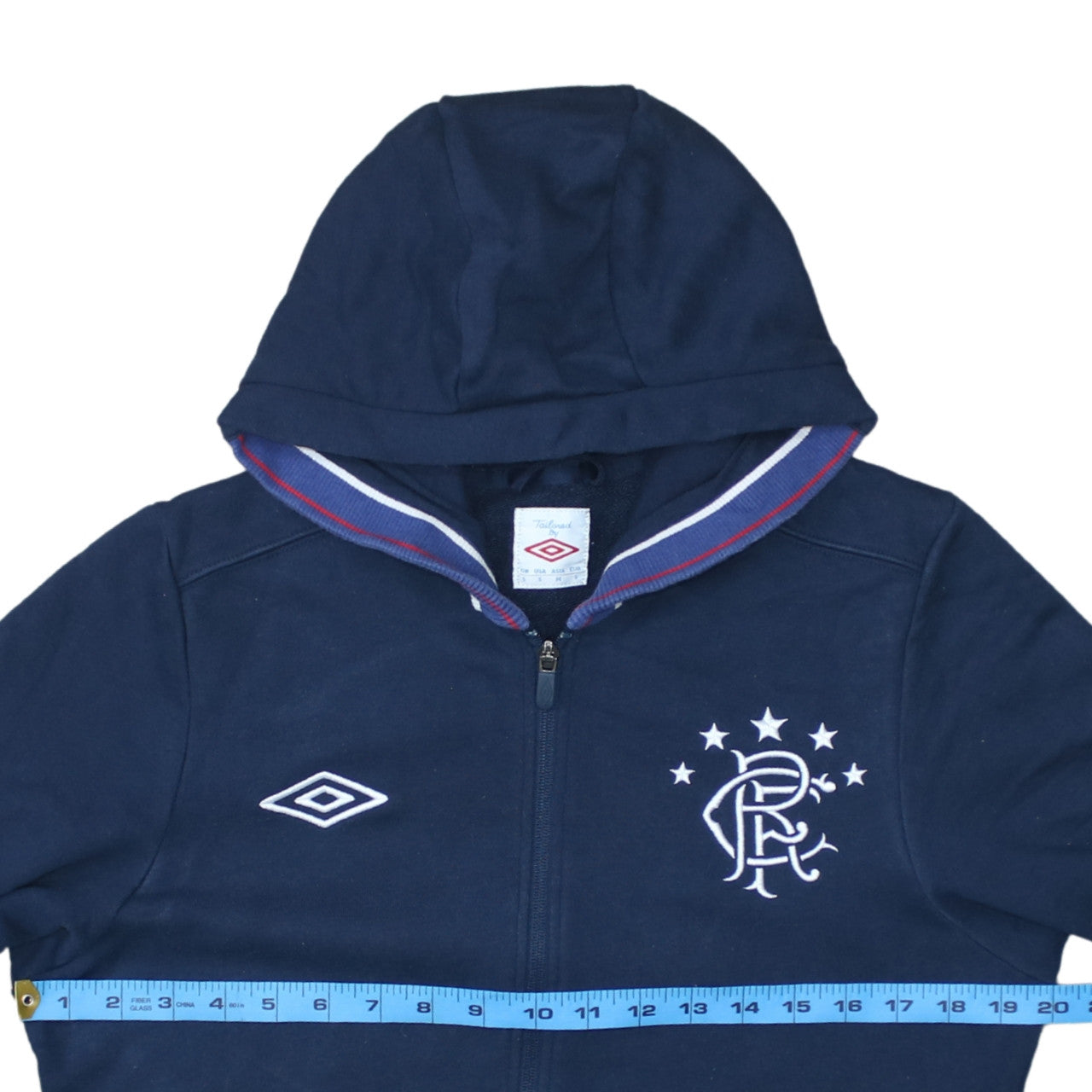 Umbro Men's Blue Full Zip Hoodie Small Embroidered Sportswear
