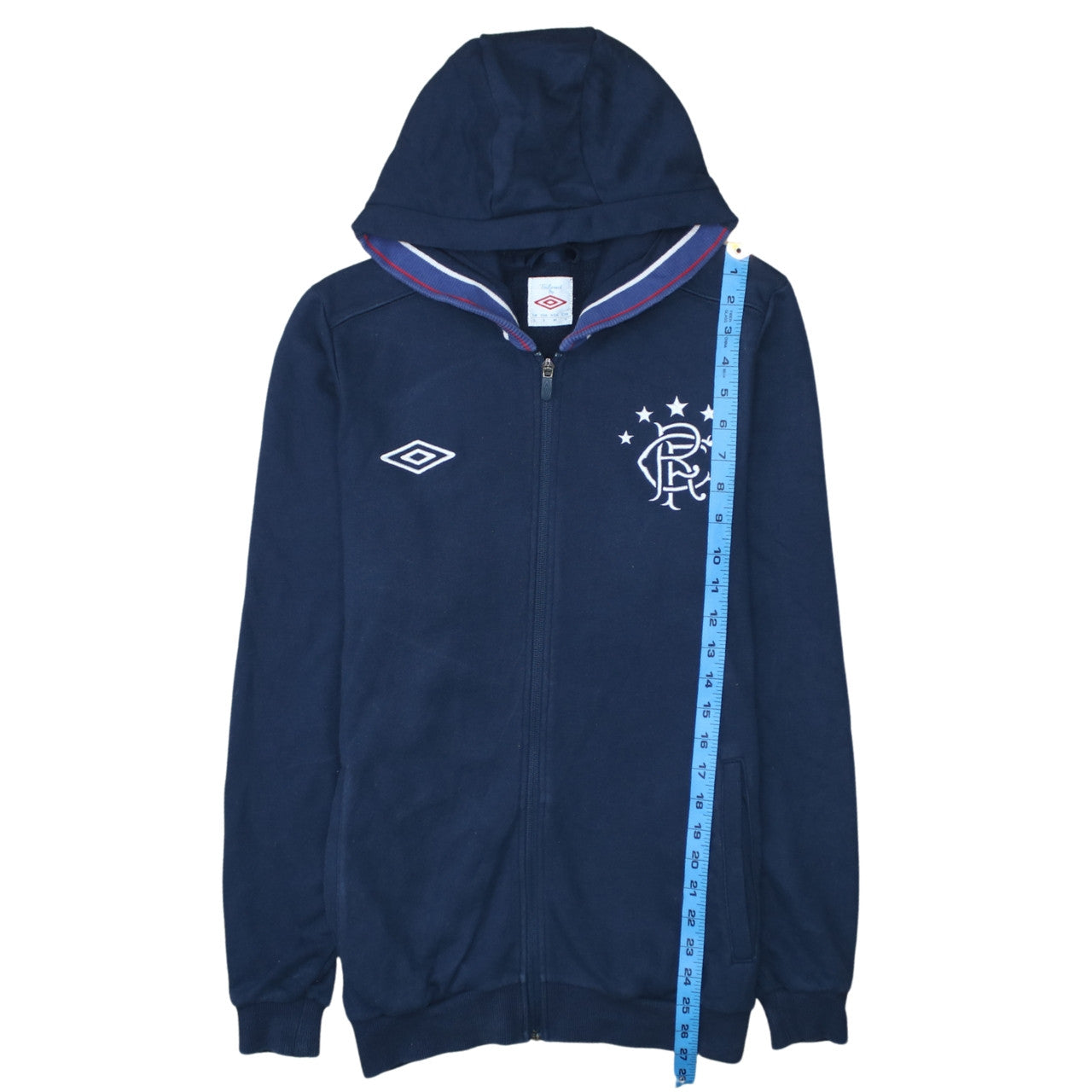 Umbro Men's Blue Full Zip Hoodie Small Embroidered Sportswear