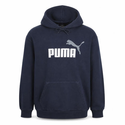 Puma Men's Blue Pullover Hoodie L Logo Print Sportswear