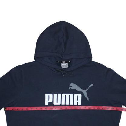 Puma Men's Blue Pullover Hoodie L Logo Print Sportswear