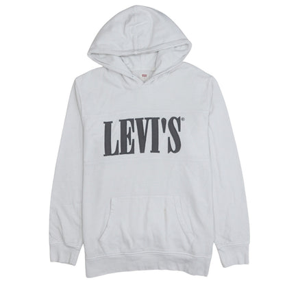 Levi's Men's White Pullover Hoodie L Logo Fleece Sweatshirt
