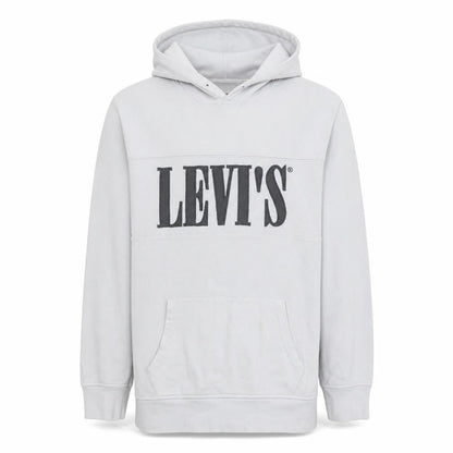 Levi's Men's White Pullover Hoodie L Logo Fleece Sweatshirt