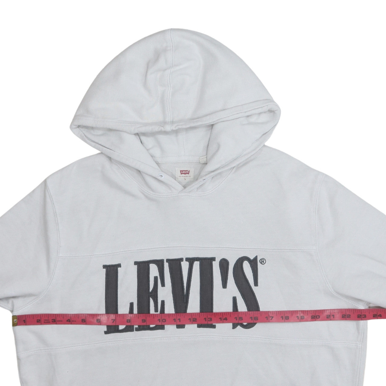 Levi's Men's White Pullover Hoodie L Logo Fleece Sweatshirt