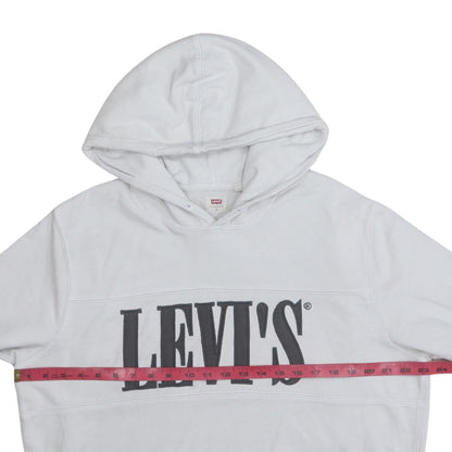 Levi's Men's White Pullover Hoodie L Logo Fleece Sweatshirt