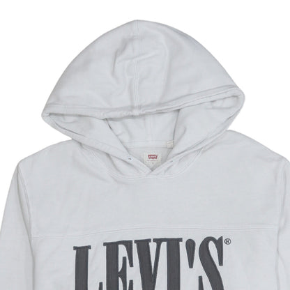 Levi's Men's White Pullover Hoodie L Logo Fleece Sweatshirt