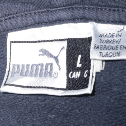 Puma Men's Blue Pullover Hoodie L Vintage Sports Graphic