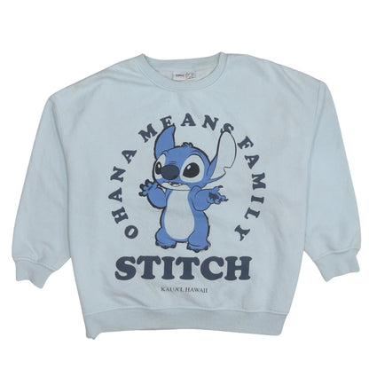 Disney Primark Women Blue Stitch Sweatshirt L Graphic Pullover