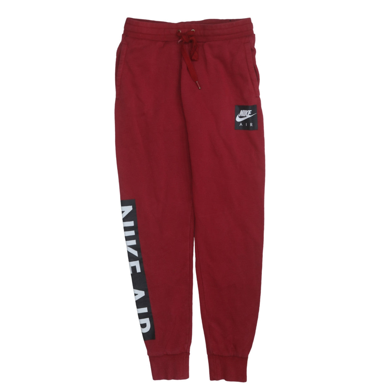Nike Air Men's Red Joggers Sweatpants Small Logo Tapered Fleece