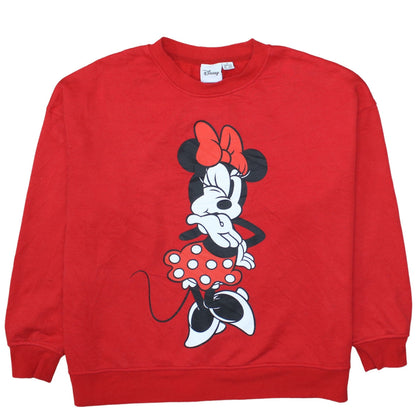 Disney Women Red Minnie Mouse Sweatshirt XL Crew Neck Pullover