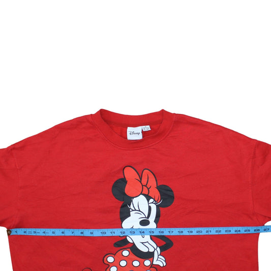 Disney Women Red Minnie Mouse Sweatshirt XL Crew Neck Pullover