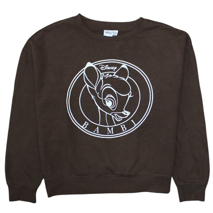 Disney Primark Women Brown Bambi Sweatshirt Size S Crew Neck Pullover