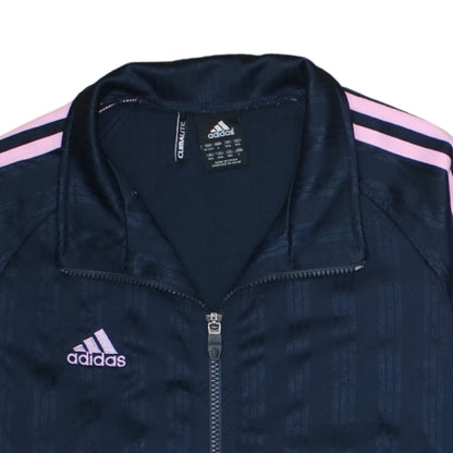 adidas Girls Blue Pink Stripe Climalite Track Jacket Size 13-14 Years