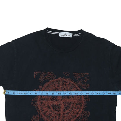 Stone Island Men’s Black Cotton Logo Graphic T-Shirt Size L