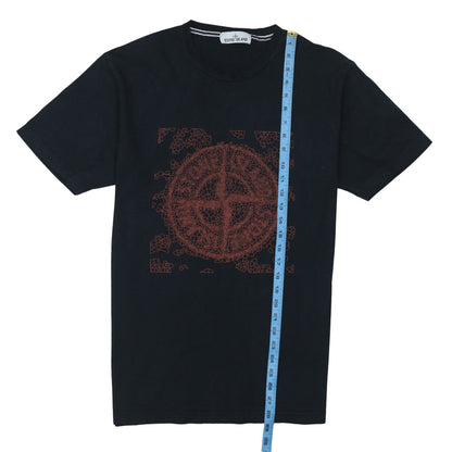 Stone Island Men’s Black Cotton Logo Graphic T-Shirt Size L