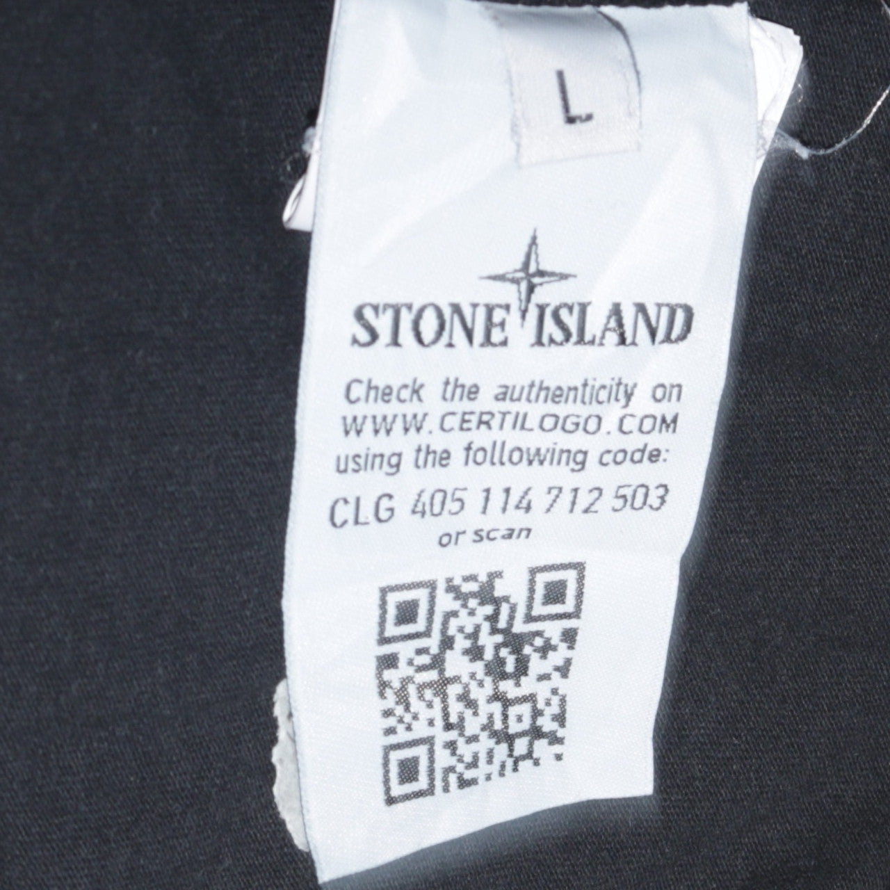 Stone Island Men’s Black Cotton Logo Graphic T-Shirt Size L