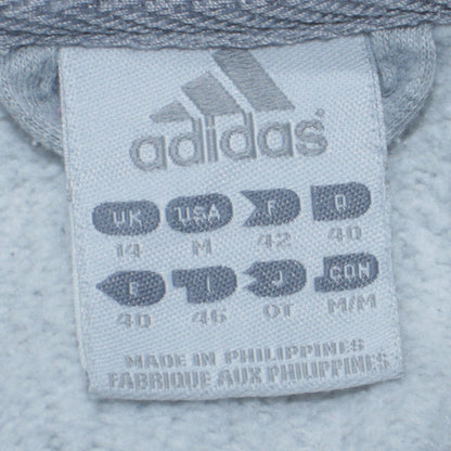 Adidas Women Grey Full Zip Hoodie Size 14 Logo Pullover Sweatshirt