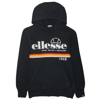 Ellesse Men's Black Pullover Hoodie M Retro Logo Sportswear