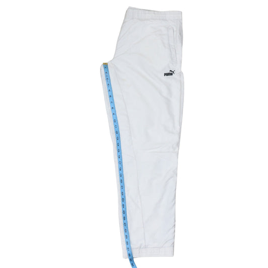 Puma Men's White Track Pants Size M Polyester Blend Elastic Waist