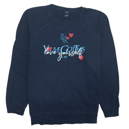 River Island Men’s Blue Pullover Sweatshirt S Love Yourself Graphic