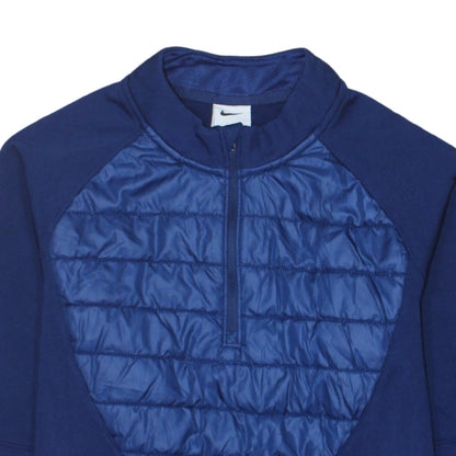 Nike Men's Blue Therma-Fit Quarter Zip Quilted Sweatshirt Size S